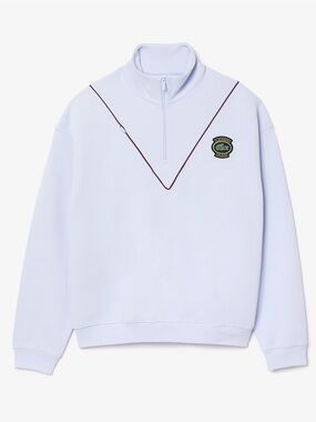 Lacoste Men’s XL Loose Fit Zip Neck Piqué Sweatshirt Light Blue